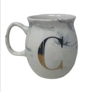 C initial Marble Mug Monogram Gold Personalized